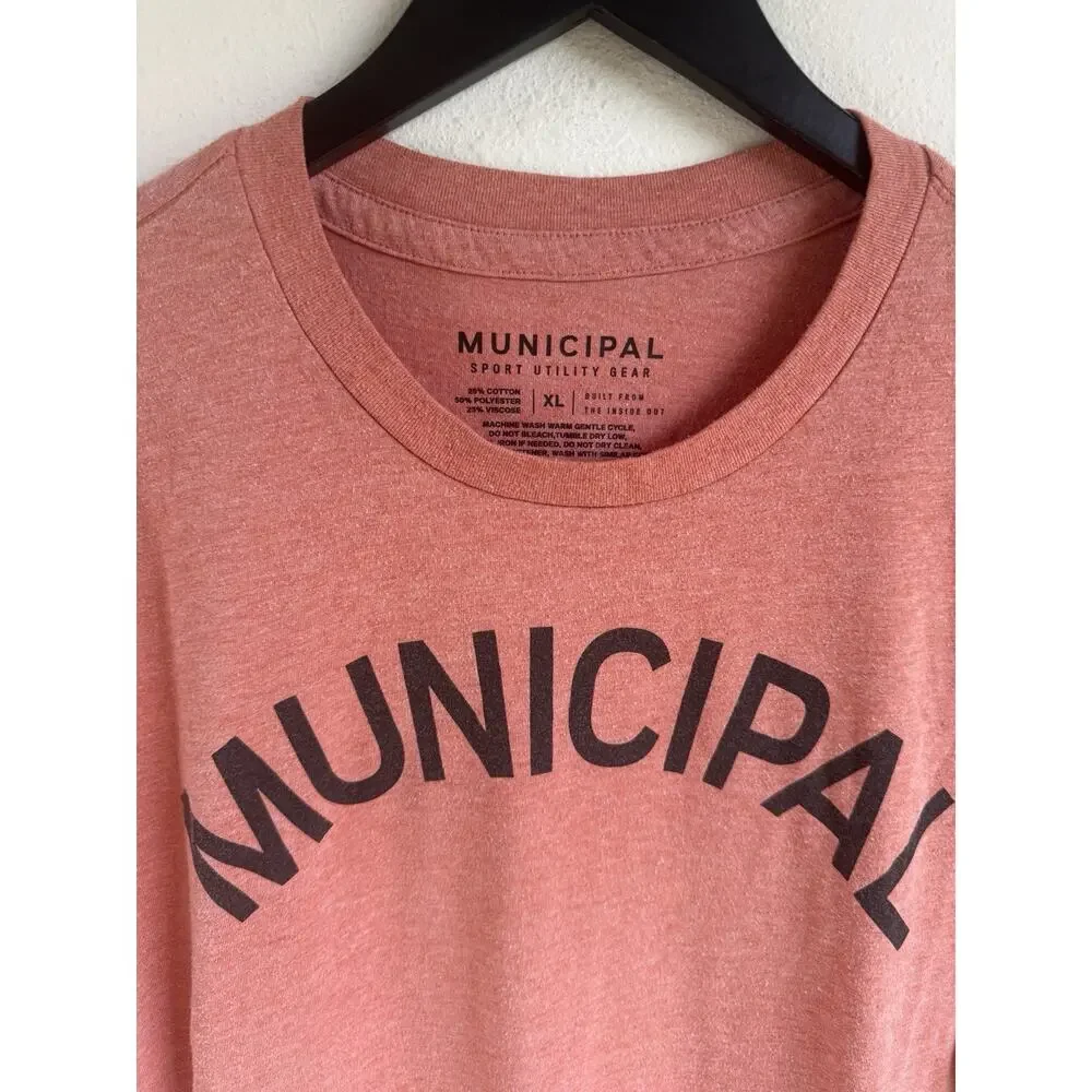 Municipal Origin T-shirt Mens XL Washed Brick Short Sleeve Super Tri Blend Gym